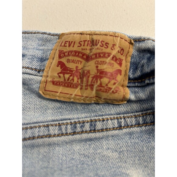 Levi's Wedgie Straight Jeans Light Wash Distressed Plus 16W Stretch Knee Patch - Picture 9 of 16